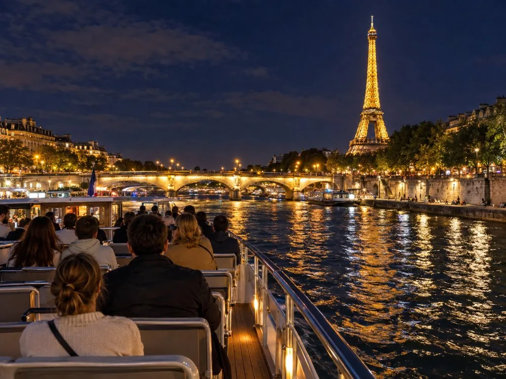 Croisière de nuit sur la Seine, Paris illuminé